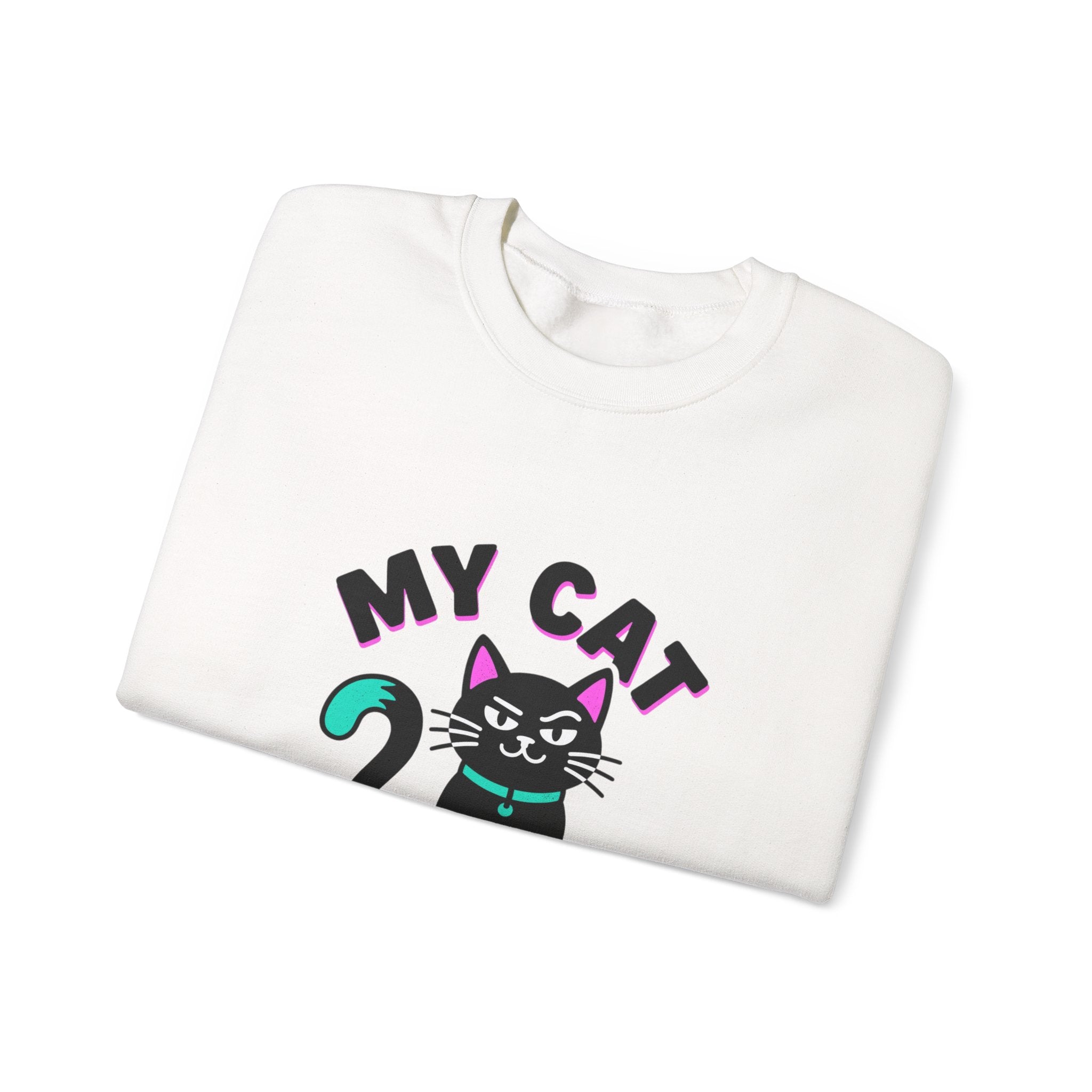 Funny Cat Graphic Sweatshirt | black cat, meme cat, retro font