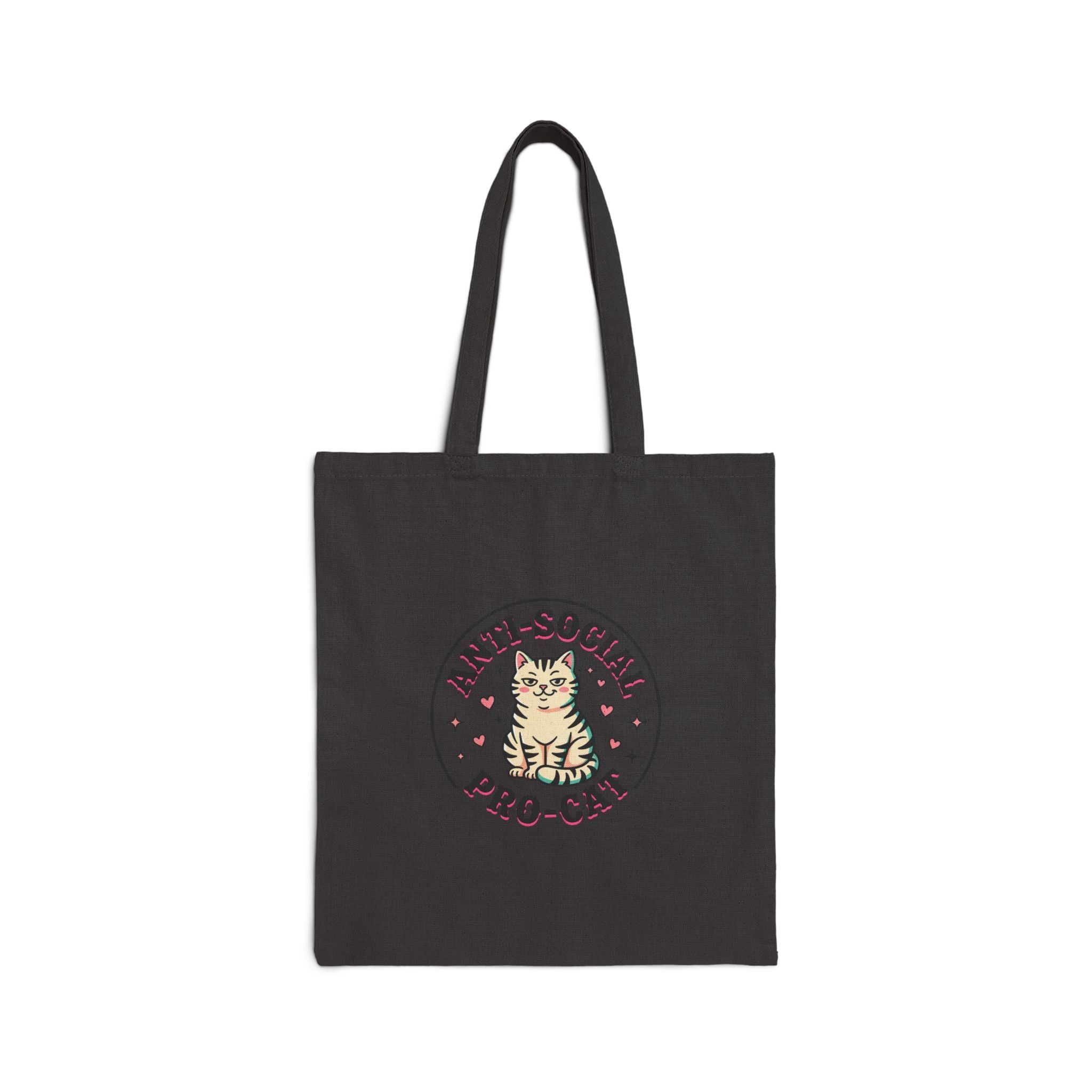 Anti-Social Pro-Cat Tote, funny cat lover tote bag | retro cat cottagecore