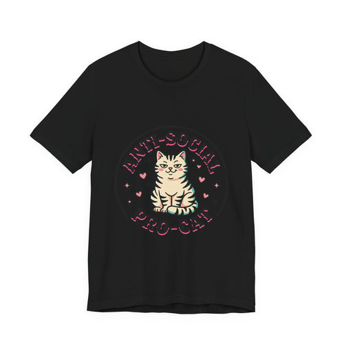 Anti-Social Pro-Cat Tee | funny cat shirt, black cat
