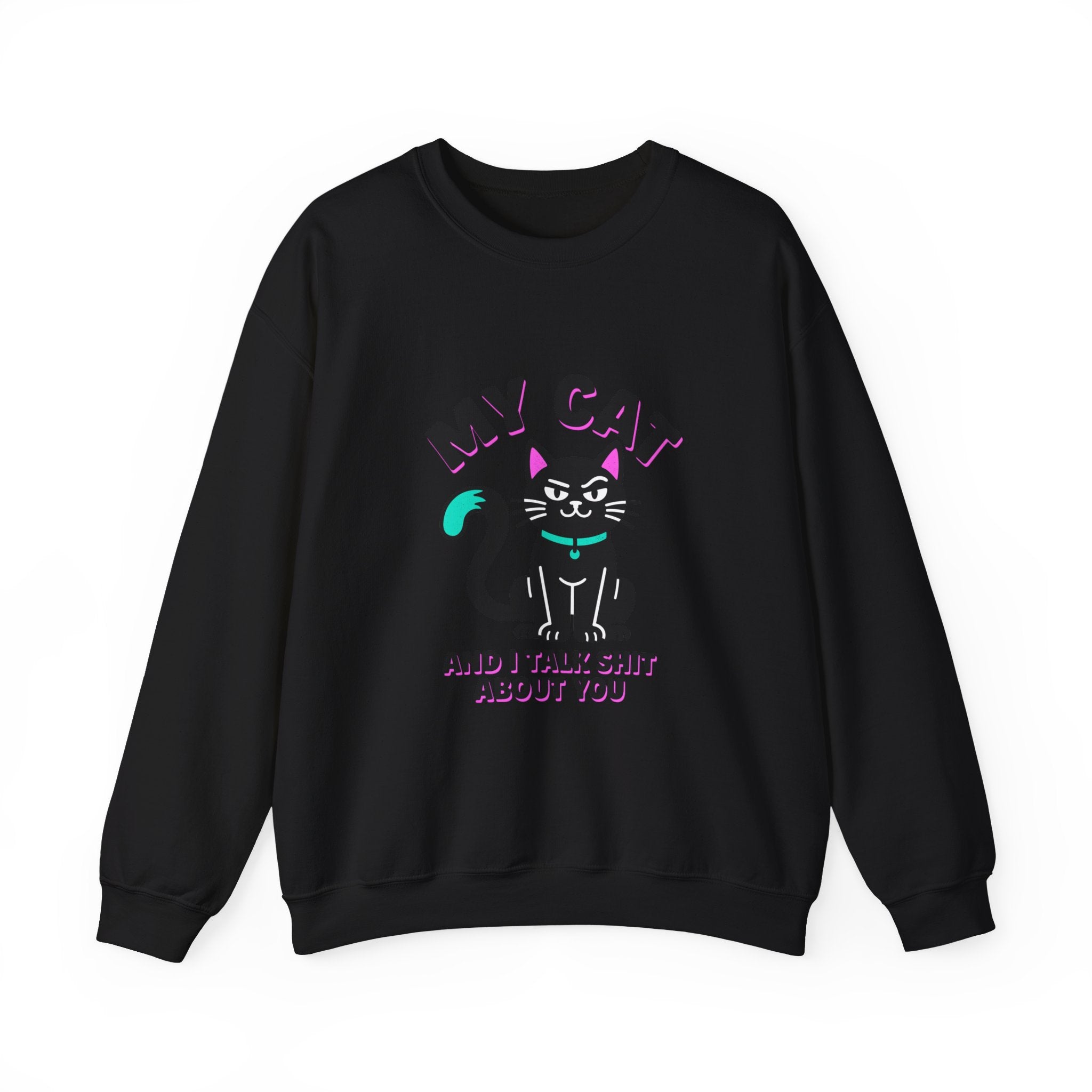 Funny Cat Graphic Sweatshirt | black cat, meme cat, retro font