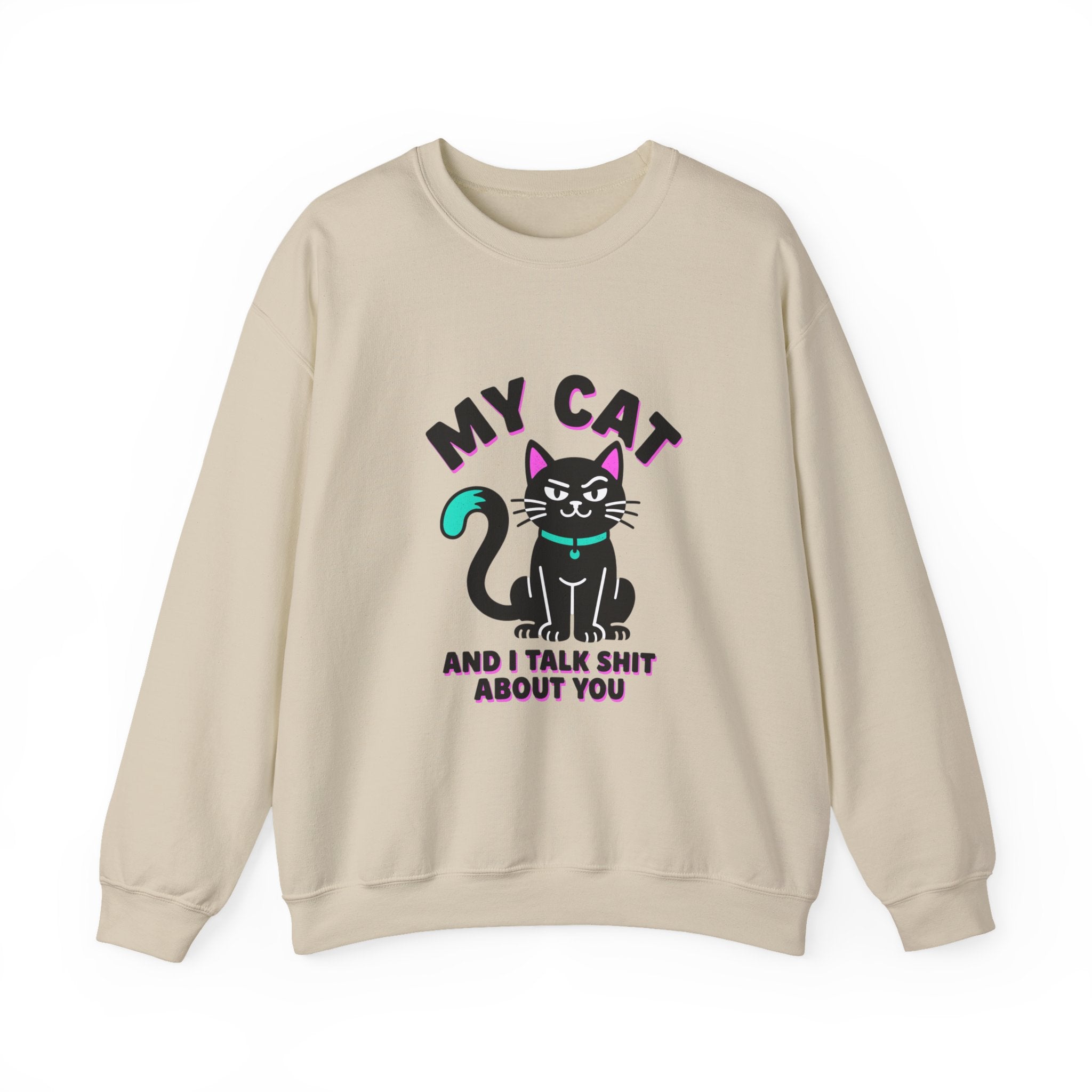 Funny Cat Graphic Sweatshirt | black cat, meme cat, retro font