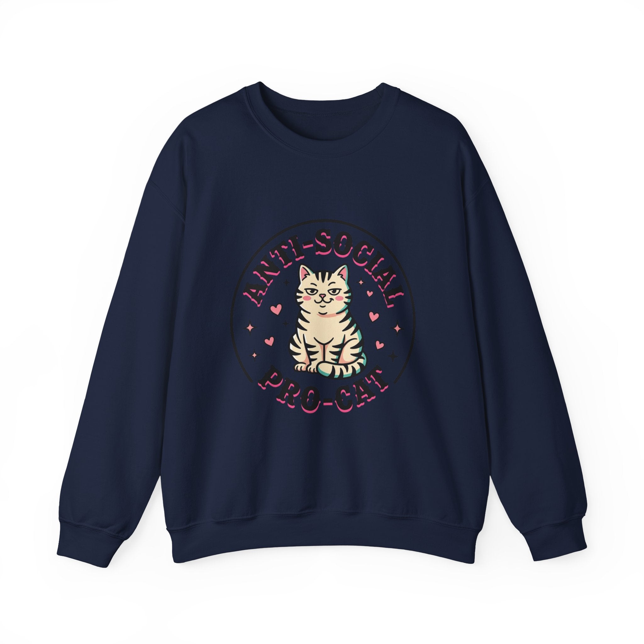 Anti-Social Pro-Cat Sweatshirt | Funny Cat Mom, Retro Cat Graphic