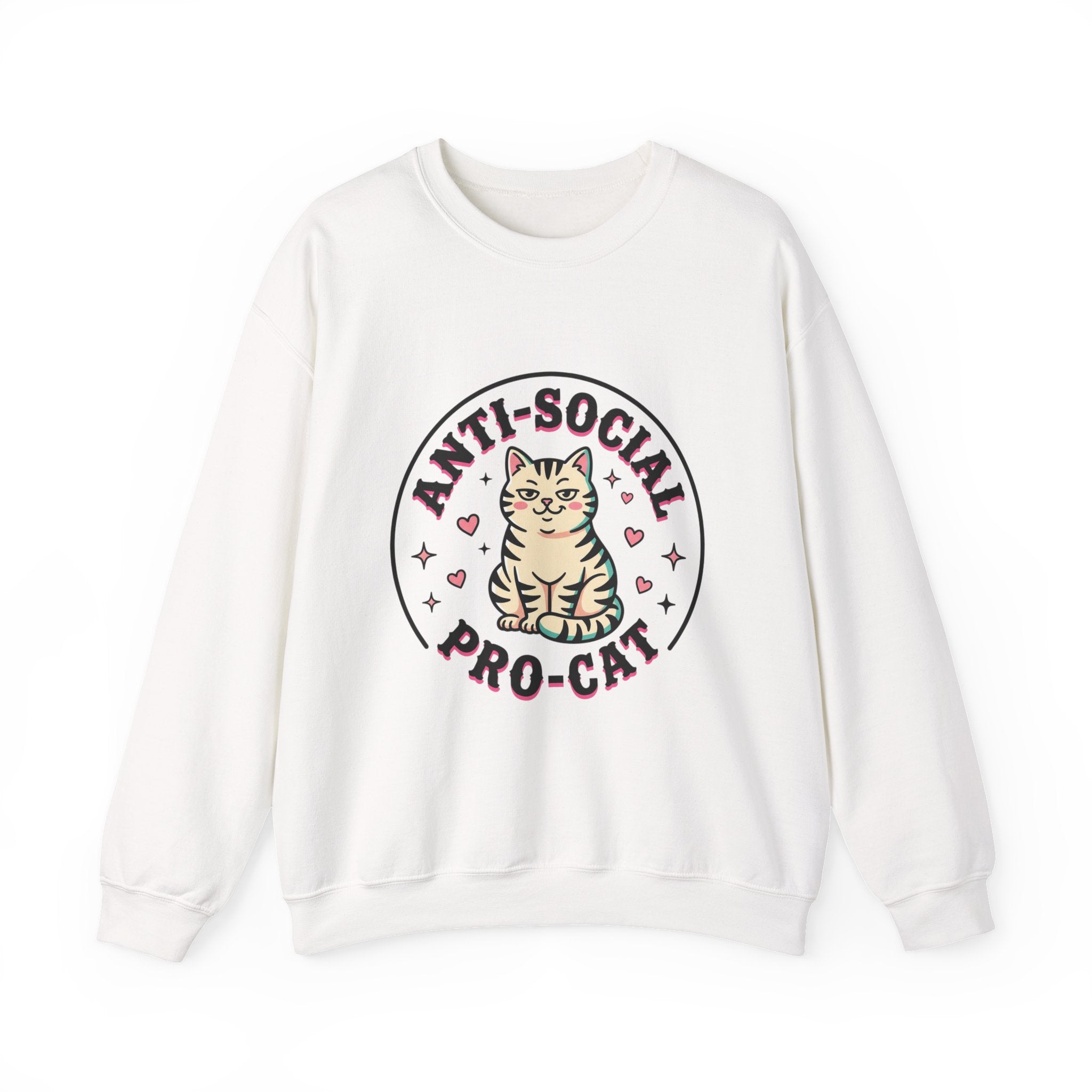 Anti-Social Pro-Cat Sweatshirt | Funny Cat Mom, Retro Cat Graphic