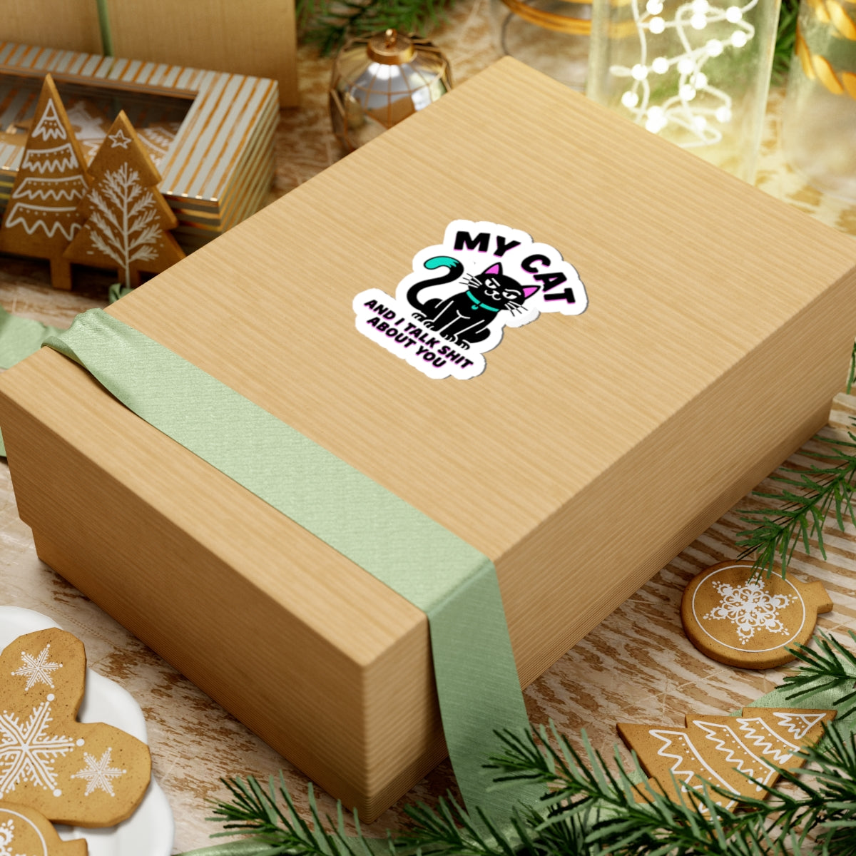 My Cat And I Talk Shit About You Sticker | funny cat, black cat