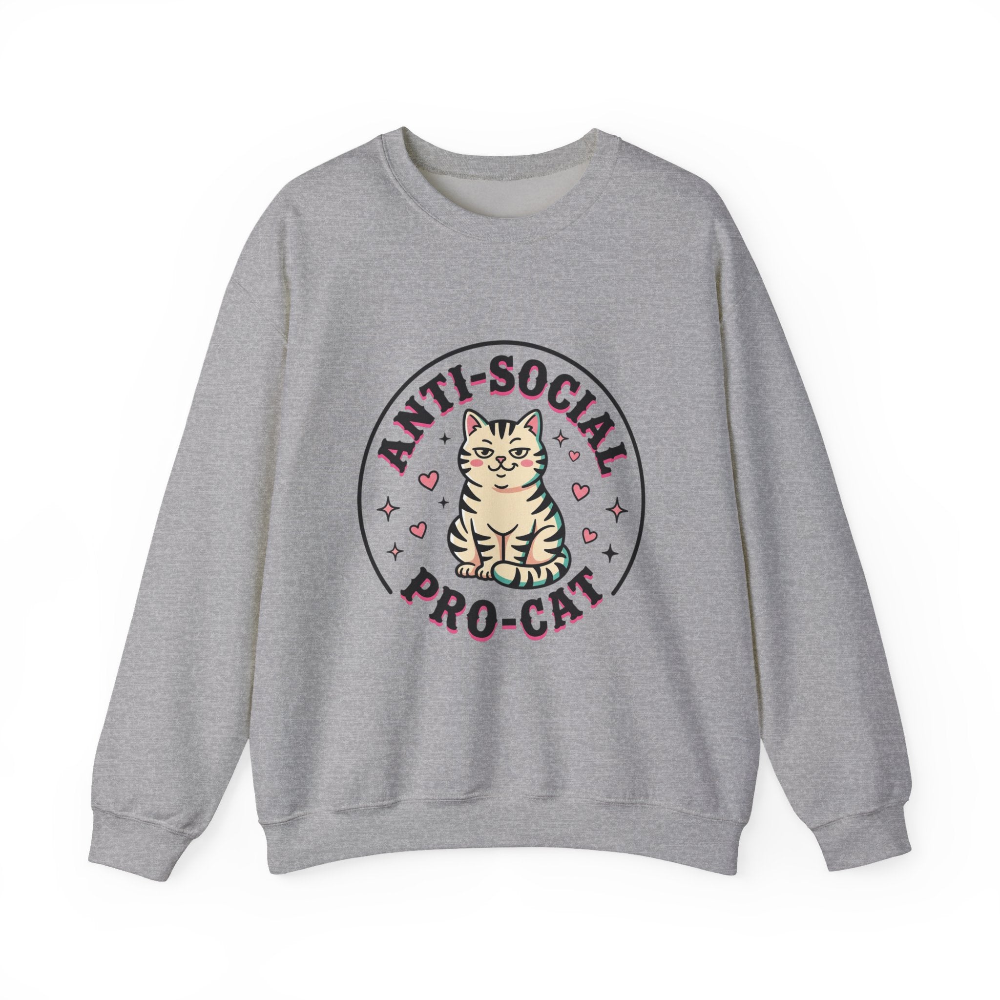 Anti-Social Pro-Cat Sweatshirt | Funny Cat Mom, Retro Cat Graphic