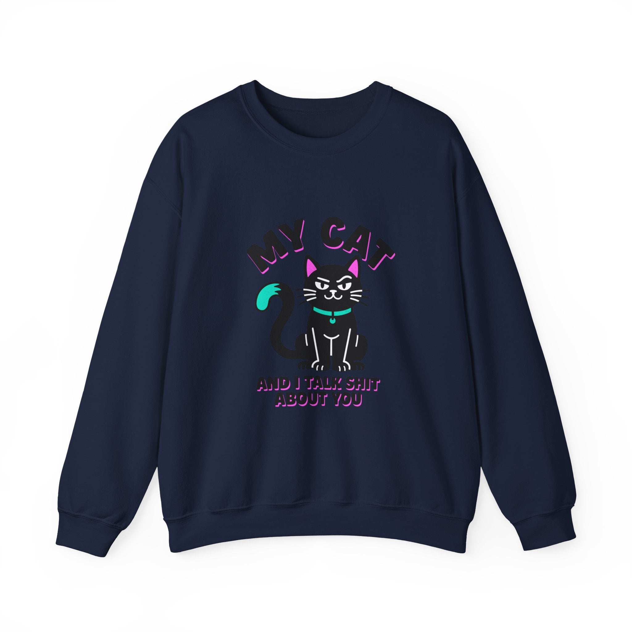 Funny Cat Graphic Sweatshirt | black cat, meme cat, retro font