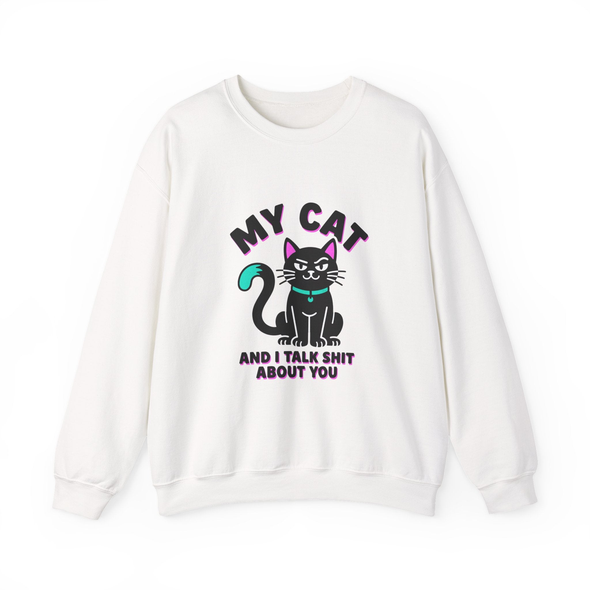 Funny Cat Graphic Sweatshirt | black cat, meme cat, retro font