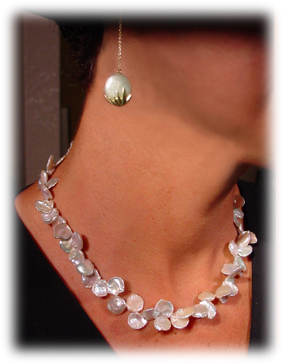 Metal Petals- earrings-Sterling  Silver & Diamonds