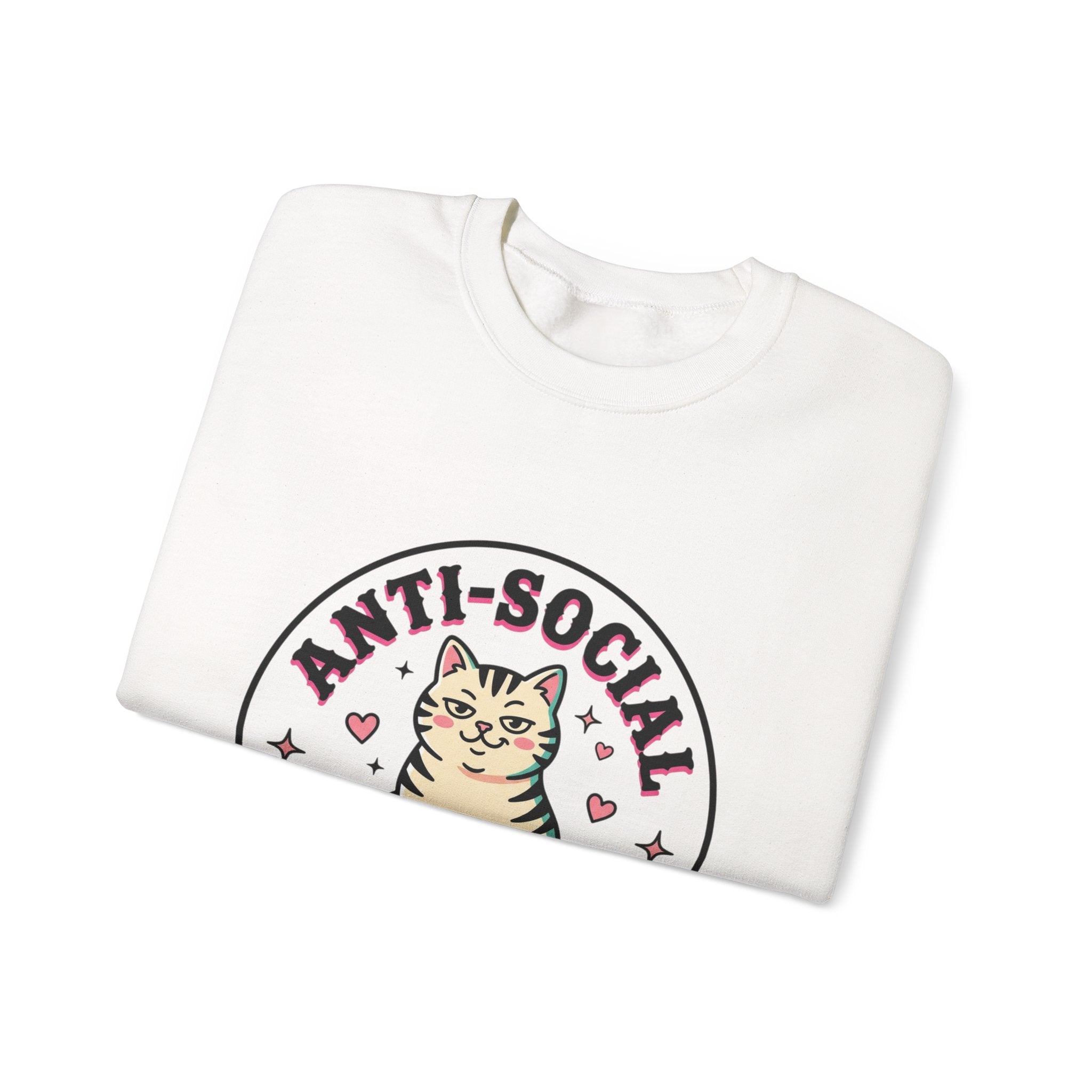 Anti-Social Pro-Cat Sweatshirt | Funny Cat Mom, Retro Cat Graphic