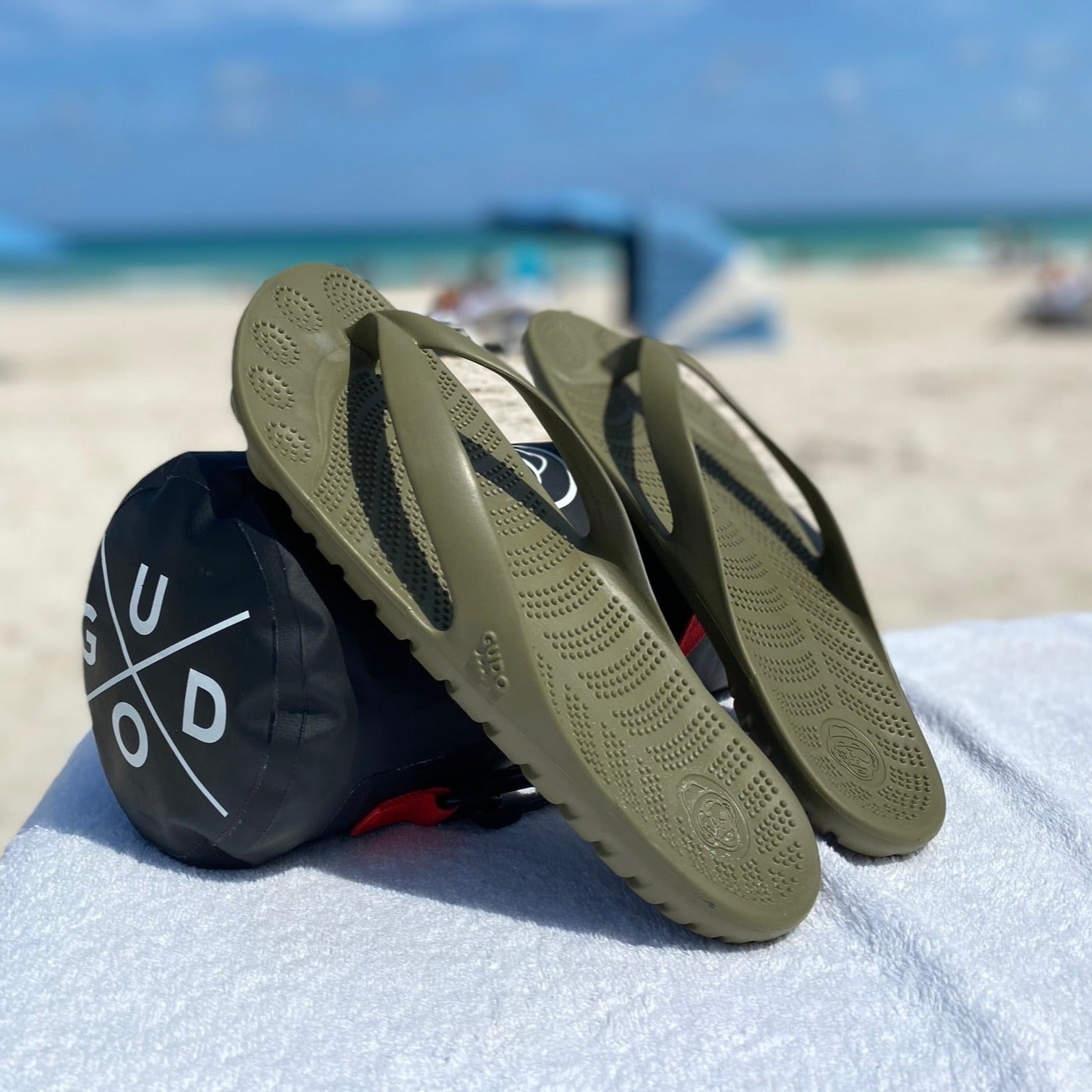 Seaweed Green Flip-Flops + Drybag