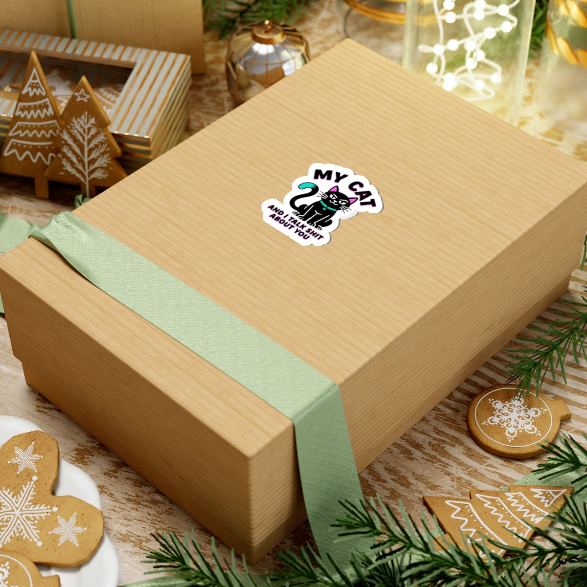 My Cat And I Talk Shit About You Sticker | funny cat, black cat