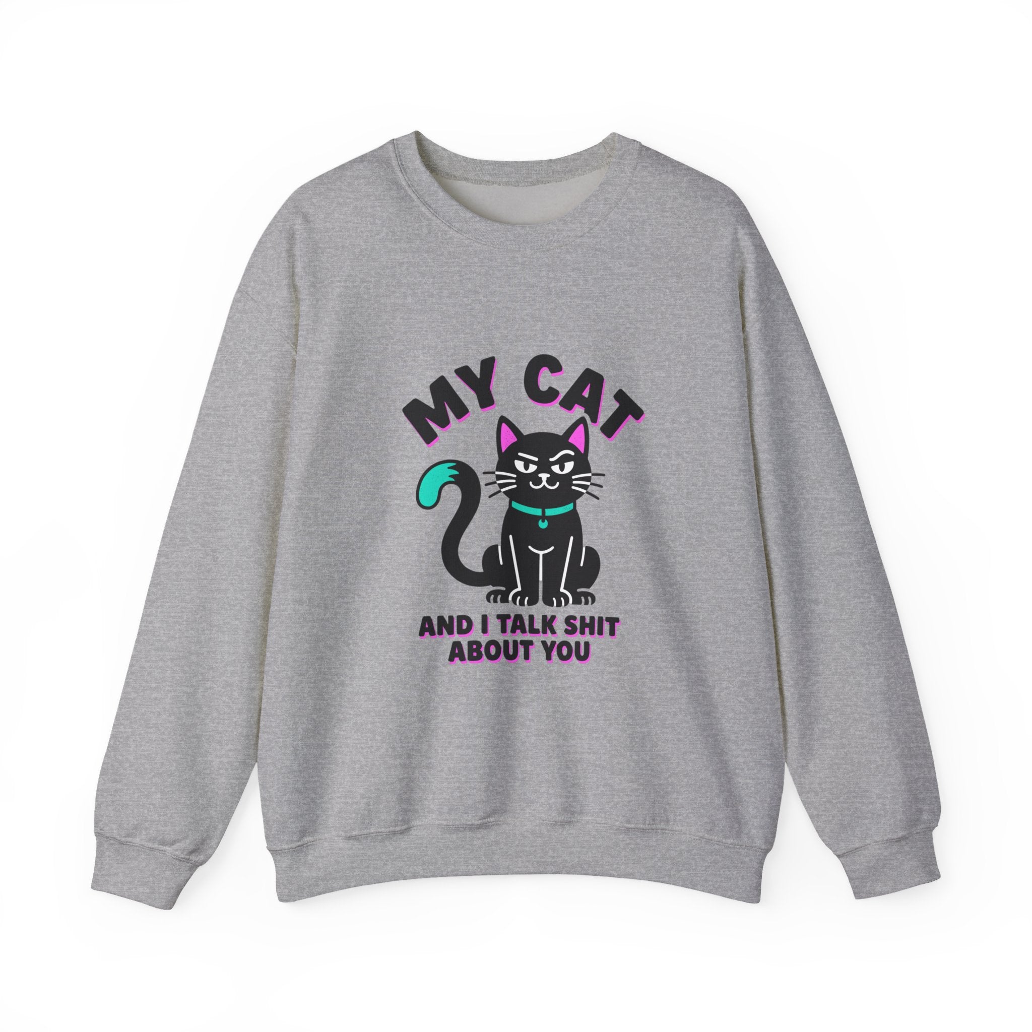 Funny Cat Graphic Sweatshirt | black cat, meme cat, retro font