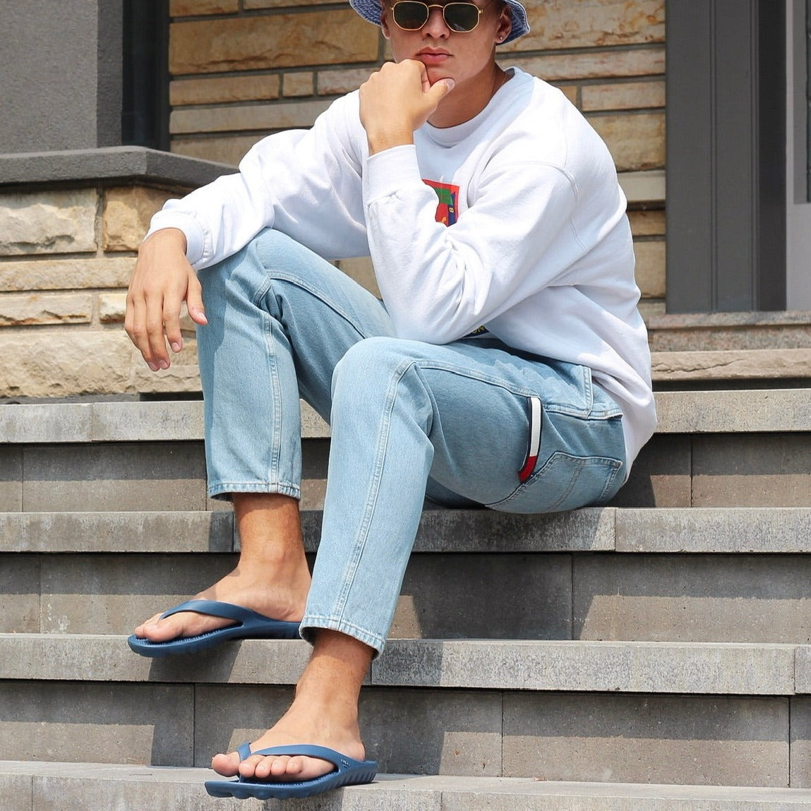 Navy Blue Flip-Flops
