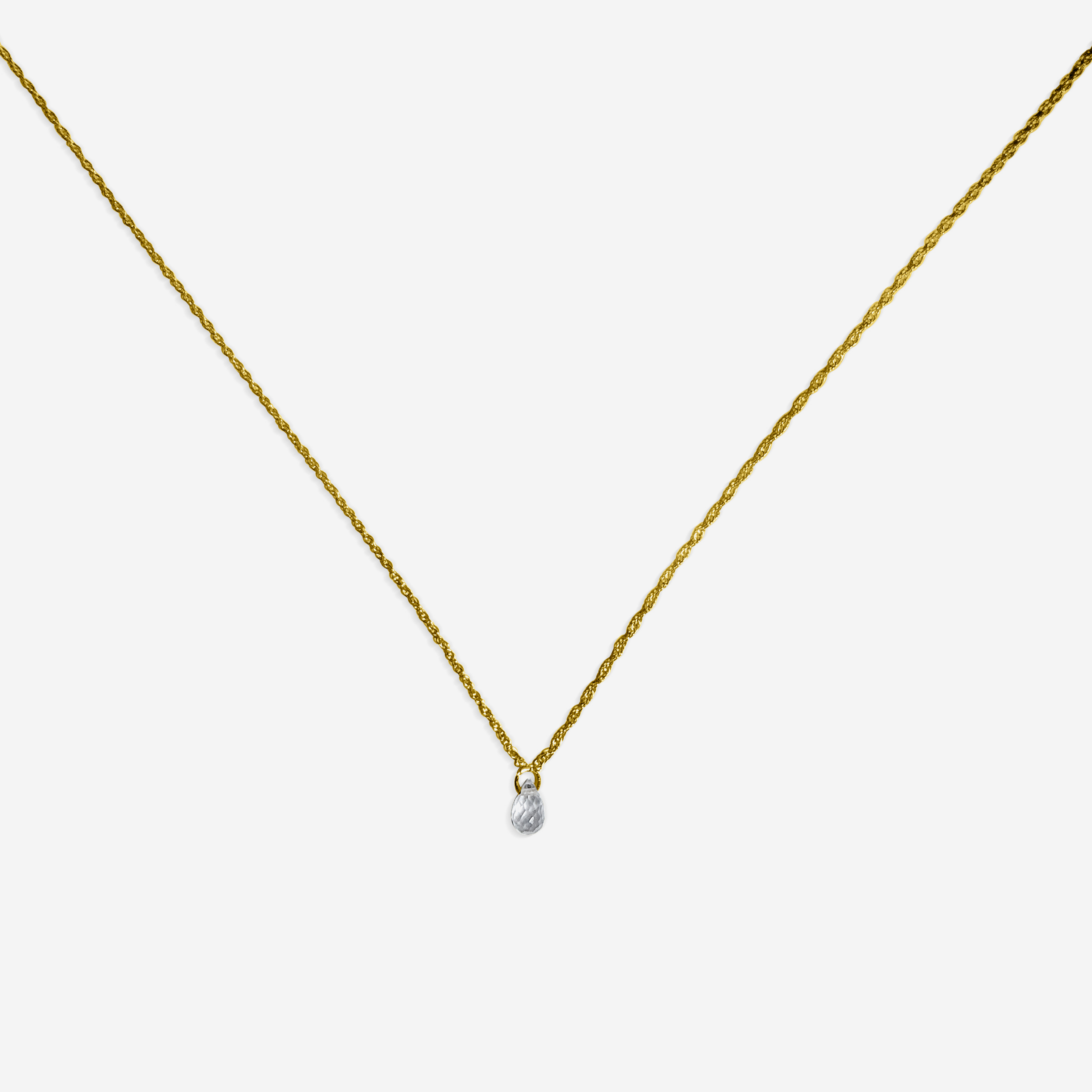 Rose Quartz Drop Necklace - 14K Gold Minimalist Pendant