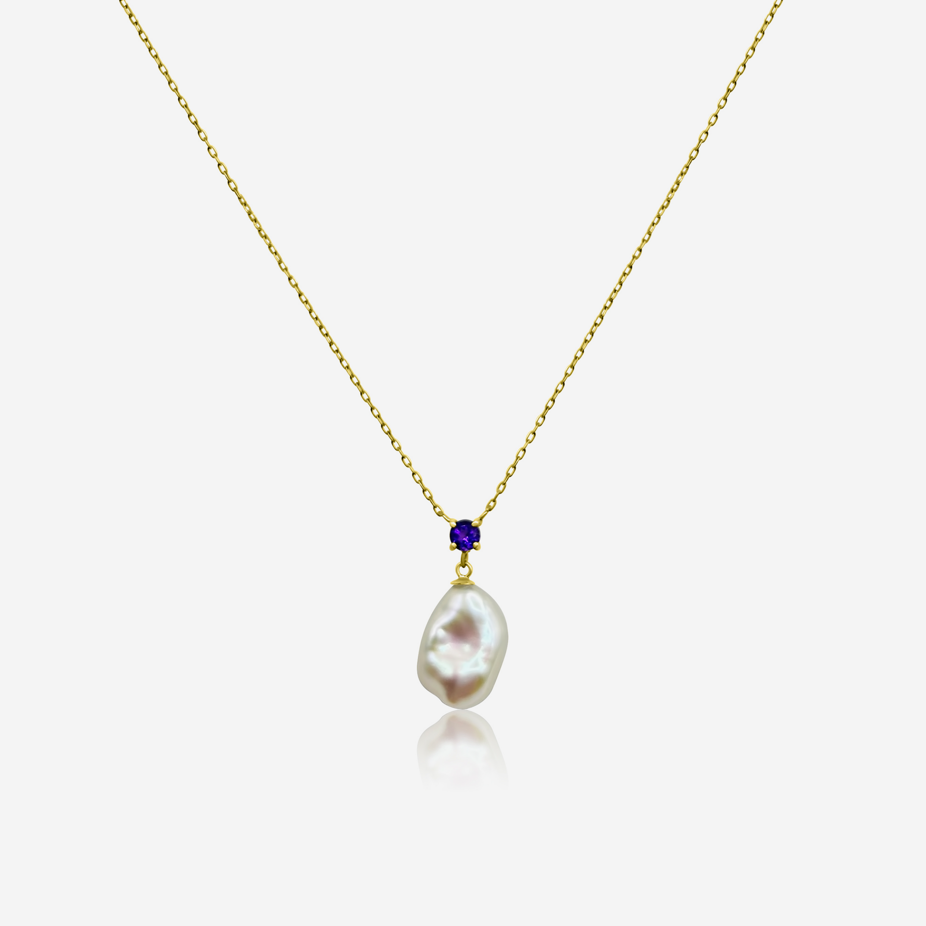 Amethyst w/ Freshwater Pearl Drop Necklace