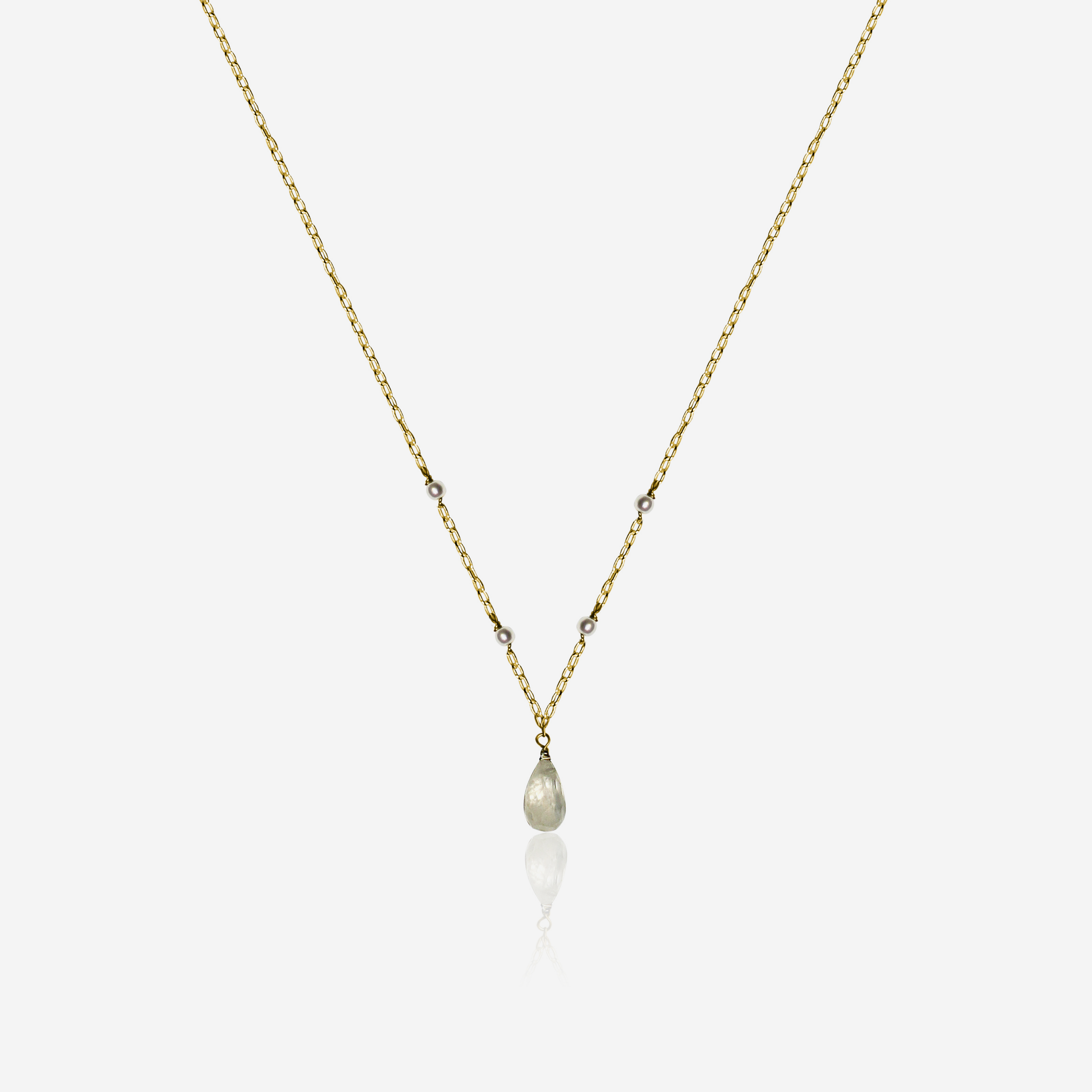 Moonstone Drop Pearl Necklace
