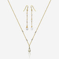 Moonstone Pearl Earrings & Necklace Set - 14K Gold Jewelry Gift