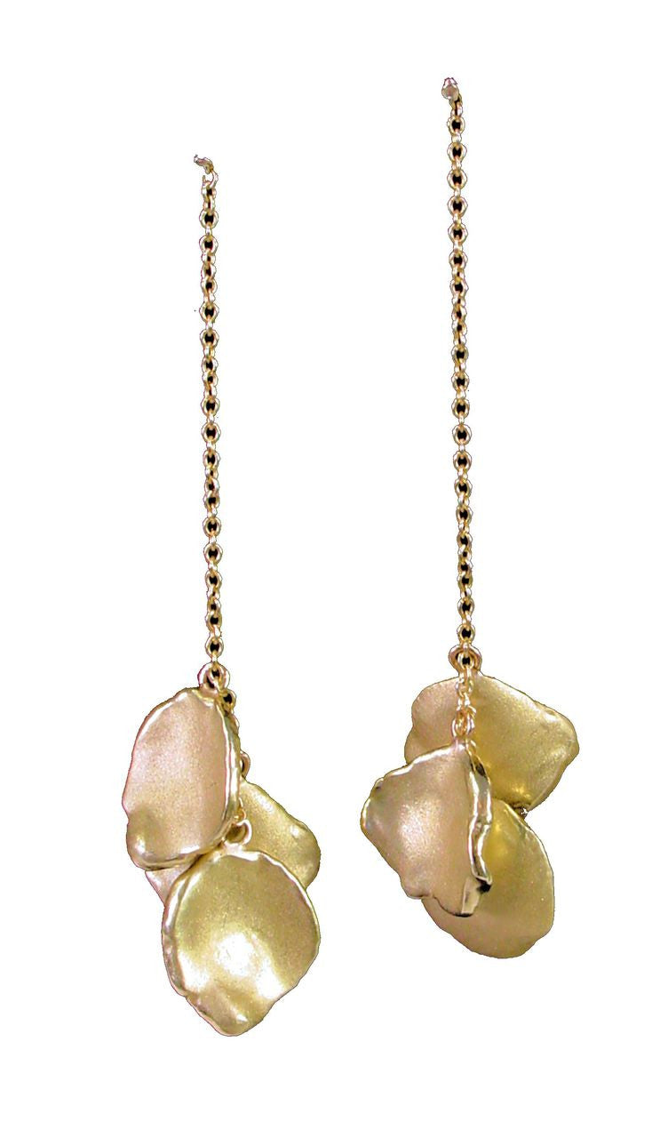 Metal Petals- earrings-Sterling  Silver & Diamonds