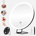 LED Vanity Mirror 6" Travel Size with 5x to 30x magnifying